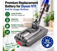 Batterie de remplacement 100 % compatible avec les aspirateurs sans fil Dyson V11 V15 25,2 V 6800 mAh Li-Ion, compatible avec les modèles V11 Absolute Extra, Torque Drive Extra, Fluffy Extra, Animal,