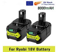 Batterie de remplacement originale pour Ryobi RB18L50, 18V, 6ah, pour Ryobi P117, série 12V-18V, One Plus P107, P108, RB18L15, RB18L40 8000mAH-2PCS