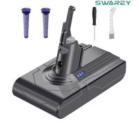 Batterie de remplacement pour Dyson V8 éries,Li-ion 21.6V 4800mAh avec 2 filtres + 1 brosse + tournevis