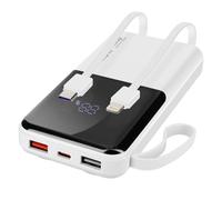 Batterie de Secours 10000 mAh avec Câbles Lightning et USB type C Blanc