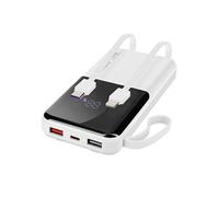 Batterie de Secours 10000 mAh avec Câbles Lightning et USB type C Blanc