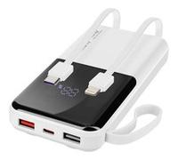Batterie de Secours 10000 mAh avec Câbles Lightning et USB type C Blanc