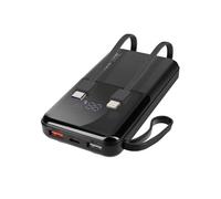 Batterie de Secours 10000 mAh avec Câbles Lightning et USB type C Noir