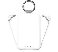 Batterie de Secours 4000mAh Ultra-compacte avec Porte-clés et 2 mini Câbles Blanc