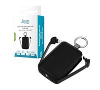 BATTERIE DE SECOURS ULTRA COMPACTE 4.000 MAH PORTE-CLÉS - CABLES USB-C ET LIGHTNING INTEGRÉS - LAMPE TORCHE - NOIRE - JAYM