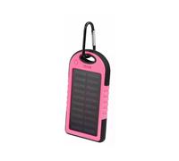 Setty, Banque de puissance solaire 5000mAh double USB avec mousqueton, rose