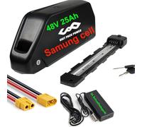 Batterie de vélo 48V 25Ah Batterie Ebike - Shark Batterie Lithium-ION pour 1500W 750W 1000W Kit de Roue de Conversion pour Moteur de moyeu arrière Avant Ebike(Samung50E Cell)(5 épingles)