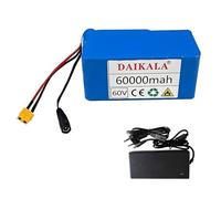 Batterie De Vélo Électrique 60 V 60 Ah avec Protection BMS, Batterie Lithium-ION Étanche pour Vélo Électrique avec Chargeur, Batterie De Scooter Électrique XT60