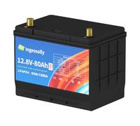 Batterie de voiture LiFePO4 80 Ah 12 V Start Stop CCA1300 Batterie de démarrage Batterie de voiture Batterie de démarrage Lithium Fer Phosphate à cycle profond Grade A Cellules (gauche +, droite)