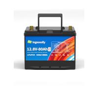 Batterie de voiture LiFePO4 80 Ah 12 V Start Stop CCA1300 Batterie de démarrage Batterie de voiture Batterie de démarrage Lithium Fer Phosphate à cycle profond Grade A Cellules (gauche +, droite)