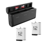 Batterie d'endurance pour Go Pro Hero 12 11 10 9 1750 mAh Endurence Battery, Chargeur Rapide, étui de Rangement pour Carte TF pour Go Pro Hero 9 10 11 Noir