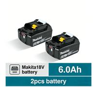 Batterie d'origine Makita BL1860 6Ah pour outils électriques, remplacement Li-ion LXT BL1850 BL1840 pour tournevis 18V avec BMS, batterie 18V ❈ 1.8A Slow Charger