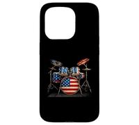 Batterie drapeau américain 4 juillet Batteur patriotique USA Coque pour iPhone 15 Pro