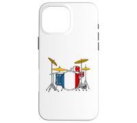 Batterie Drapeau Français, Batteur Musicien Coque pour iPhone 16 Pro Max