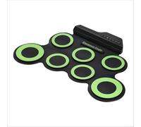 Batterie électrique portable pour enfants avec deux pédales et baguettes, parfaite pour la pratique et le développement du rythme (vert)