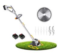 Batterie Electrique Weed Wacker, Débroussailleuse Sans Fil, Outil de Pelouse Edger, avec 3 Types de Couteaux/90° Tête Pivotant/Chargeur Rapide, pour Pelouses de Jardin