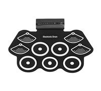 Batterie électronique, 9 Pads Enroulables, Kit de Batterie MIDI Portable Rechargeable avec Pédales, Surprise d'anniversaire de Vacances pour Enfants (Prise UE)