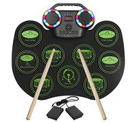 Batterie Électronique Drum Set, Bonvvie Roll Up Tambour Techargeable avec 9 Pads, MIDI, DTC, Haut-parleurs Intégrés, Idéal pour les Étudiants Débutants Amateurs Adulte Noël Anniversaire