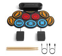 Batterie Électronique Enfant 9 Pads - Tapis de Batterie Musical Bluetooth avec Haut-Parleurs, 7 Styles, 6 Rythmes