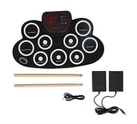 Batterie Electronique Enfant, Ensemble de Batterie Enroulable, 9 Pads, Kit de Batterie avec Pédales et Baguettes de Batterie, Double Haut-parleur intégré, Idéal