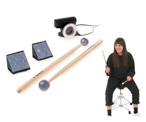 Batterie Electronique Portable Aerodrums - Baguettes et Pédales de Air Drumming - Accéssoire d’Entraînement plus Silencieux et Petit qu’un Pad - Batterie MIDI Complète - Cadeau pour Batteur Adulte