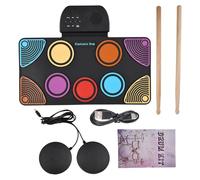 Batterie électronique portable avec 9 pads, 7 styles de batterie, 10 accompagnements, 10 morceaux de démonstration, son réaliste pour la pratique, noir, 42,5 x 32 x 3 cm