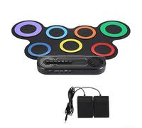 Batterie électronique portable avec haut-parleur intégré et coussinets en silicone, kit de batterie numérique enroulable avec pédales et baguettes, pour enfants débutants à la maison ou en voyage