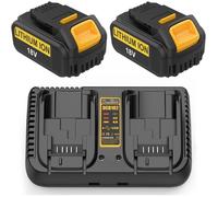 Batterie Energup 2 Pièces 18V 5.0Ah pour Dewalt DCB184 DCB200 - Chargeur Double Port