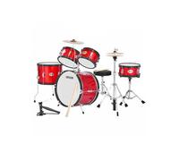 Batterie Enfant 5 Pièces Grosse Caisse 45 cm Caisse Claire 25 4 cm Siège Baguettes pour 6-13 ans Rouge