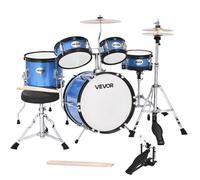 Batterie Enfant-VEVOR-5 PCS-Batterie Débutants-Grosse Caisse 35,56 cm avec Tom-tom-Caisse Claire 20,32 cm Tom Basse 25,4 cm-Bleu