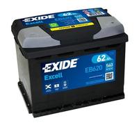 BATTERIE EXIDE EXCELL L2 12V 62AH 540A 242X175X190 +D EB620