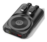 Batterie externe 10.000 mAh avec câble sans fil 22,5W 15W avec support noire