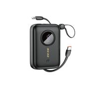Batterie externe 10 000 mAh avec câbles USB-C/Lightning, noire