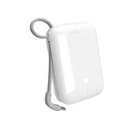 Batterie externe 10 000 mAh USB-A/USB-C avec câble intégré - blanche