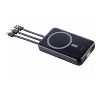 Batterie externe 10000 mAh compatible Qi et Magsafe avec 3 câbles intégrés