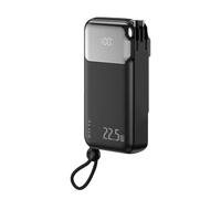 Batterie Externe 10000mAh 37Wh 3-en-1 sans câble avec Adaptateur AC & Prise Pliante, 4 appareils, USB-A/Type-C/iOS, entrée Type-C 45W, PD 22,5W + QC3.0, écran LCD, sécurité, Avion OK,Noir