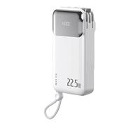 Batterie Externe 10000mAh 37Wh sans câble, avec Adaptateur AC & Prise Pliante, Charge 4 Appareils, USB-A/Type-C/iOS, entrée Type-C 45W, PD 22,5W + QC3.0, écran LCD, sécurité, Avion OK,Blanc