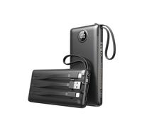 Batterie Externe 10000mAh avec 4 Câbles Intégrés, VEEKTOMX POWER BANK 5 Sorties et 4 Entrées Batterie Portable Puissante, Battery Pack de Voyage Chargeur Externe Compatible avec iPhone/Samsung/Android