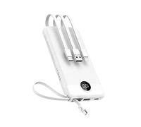 Batterie Externe 10000mAh avec Câbles Intégrés, VEEKTOMX Power Bank USB C Portable Charger Battery Pack avec 5 Sorties & 2 Entrées Phone Chargeur, pour iPhone/Samsung/Tablette (Blanc)