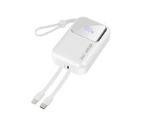 Batterie Externe 10000mAh + Câbles Lightning et USB C Compact Blanc
