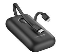 Batterie Externe 10000mAh Câbles USB-C et Lightning intégrés Écran LED Noir