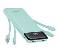 Batterie Externe, 10000Mah Power Bank Avec 4 Câbles Intégrés, Usb C Mince Batterie Portable Compatible Avec Iphone 17/16/15