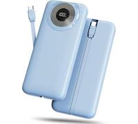 Batterie Externe 10000mAh, Power Bank Charge Rapide Batterie Portable 3A USB C avec Affichage LED, 4 Sorties avec Câbles Intégrés, Chargeur Externe pour iPhone 16 15 14 13 12 Samsung Tablettes Xiaomi
