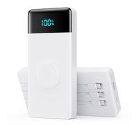 Batterie Externe 10800mAh avec 3 Câbles Intégrés&Chargeur pour Apple Watch,6-IN-1 Power Bank PD 25W+QC4.0 Charge Rapide Chargeur Externe USB C,Chargeur Portable pour i-Watch/iPhone/Galaxy/Huawei-Blanc