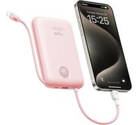 Batterie Externe 20000 mAh VIYISI 30W Power Bank Ultra Rapide Charge USB C avec Câble Intégrés,Batterie Portable Compacte Compatible avec iPhone 16 15 14 13 12 11 Samsung(Rose)