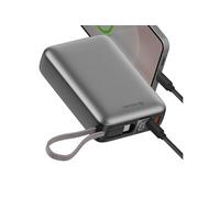 Swissten Batterie externe 20000mAh 45W avec câble USB‑C intégré Ports USB‑C et USB argent