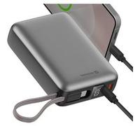 Swissten Batterie externe 20000mAh 45W avec câble USB‑C intégré Ports USB‑C et USB argent
