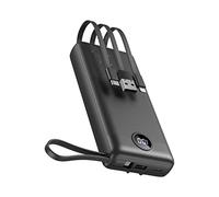 Batterie Externe 20000mAh - Power Bank Haute Capacité avec 4 Câbles Intégrés - Batterie Externe Charge Rapide VEEKTOMX 5 Ports USB pour iPhone, Samsung - Compacte pour Voyage/Randonnée/Camping (Noir)