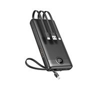 Batterie Externe avec Câbles intégré, VEEKTOMX Batterie Externe Chargeur Power Bank, 4 Sorties et LED Display Chargeur Externe pour iPhone/iPad/Samsung et Autres appareils intelligents (20000mAh Noir)