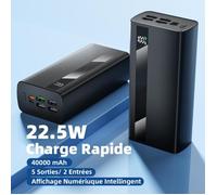 Batterie externe 22.5W 40000mAh-Batterie Portable USB C Charge Rapide Power Bank-4 ports-Compatible avec iPhone Samsung iPad etc